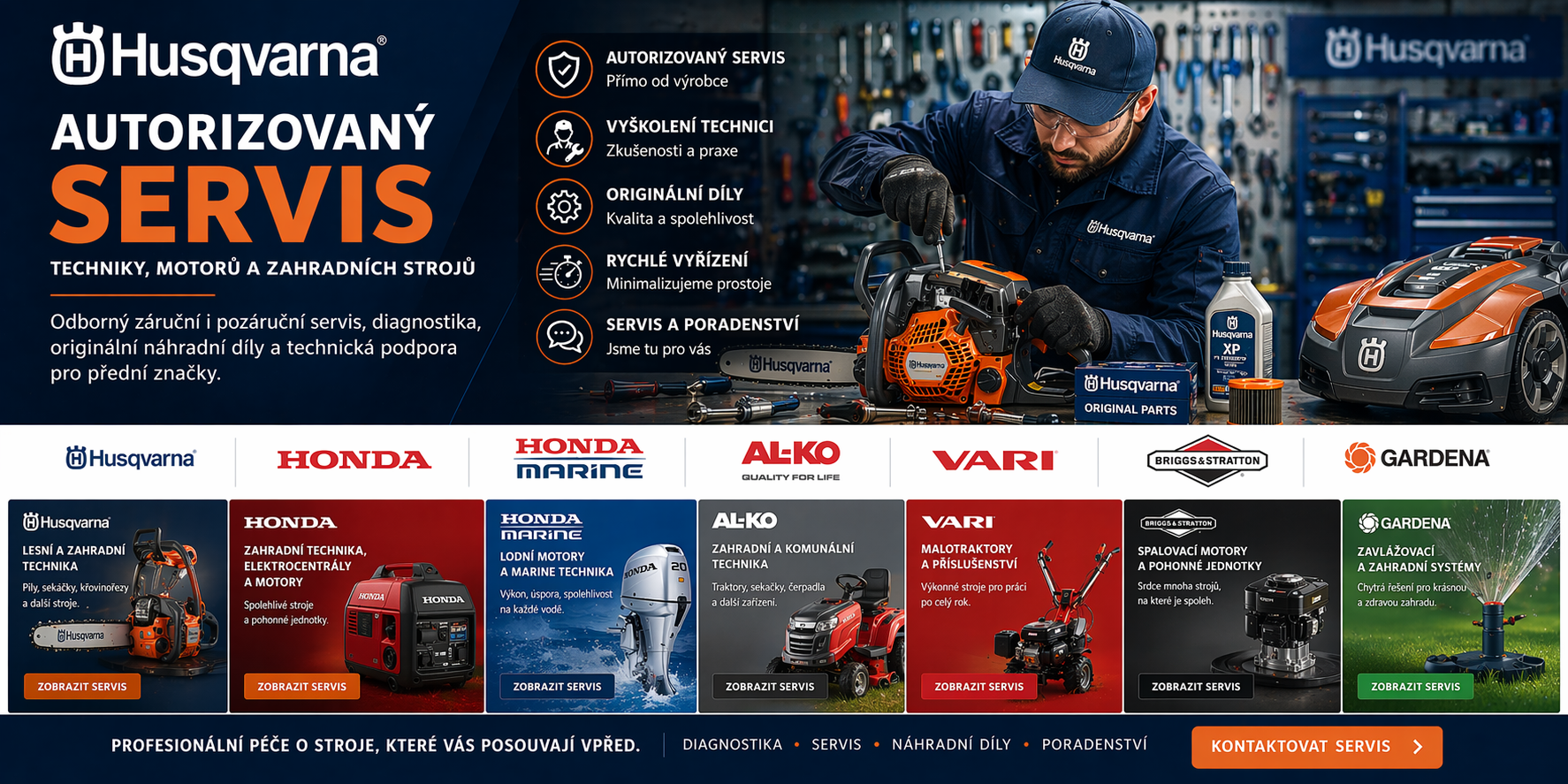 Servis Husqvarna – lesní a zahradní technika
