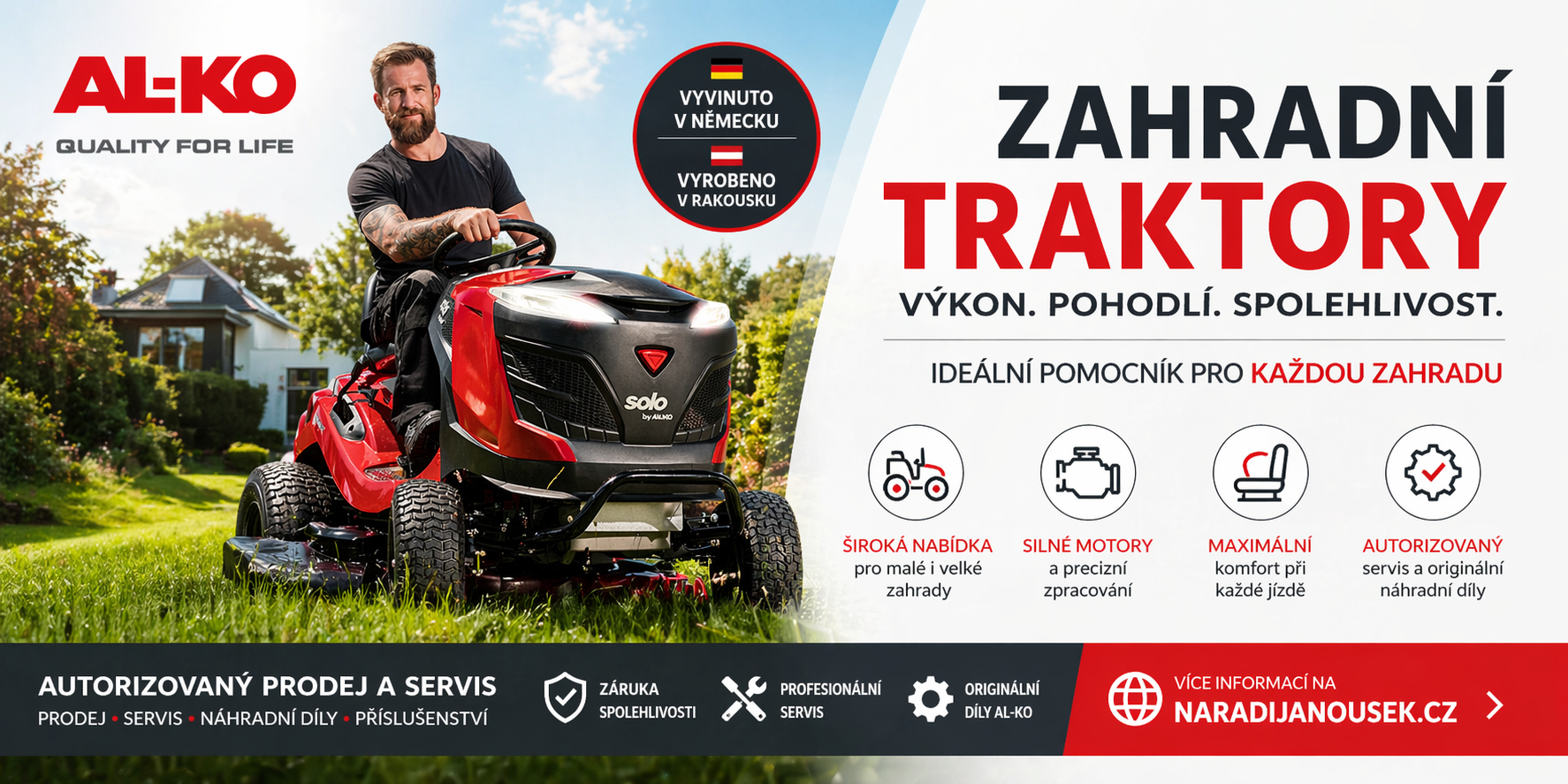 Zahradní traktory AL-KO – autorizovaný prodej a servis