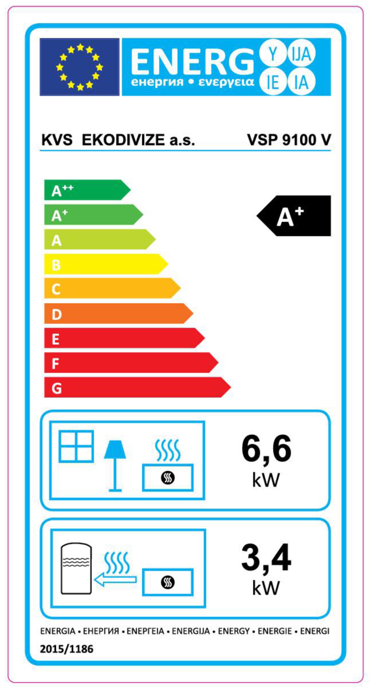 KVS Moravia VSP 9100.0582-V Sporák s výměníkem antracitový pravý chrom NR, BP - energetický štítek