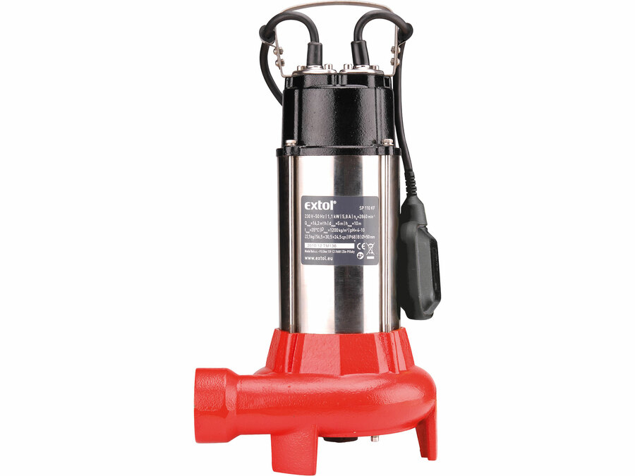 Čerpadlo ponorné kalové s řezacím nožem, 1100W, 16200l/hod=270l/min EXTOL PREMIUM 8895005