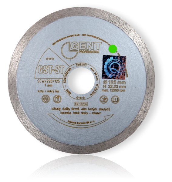 Diamantový řezný kotouč GST-ST 115 mm GENT obklady, dlažby, kachle, keramika, tenký mramor