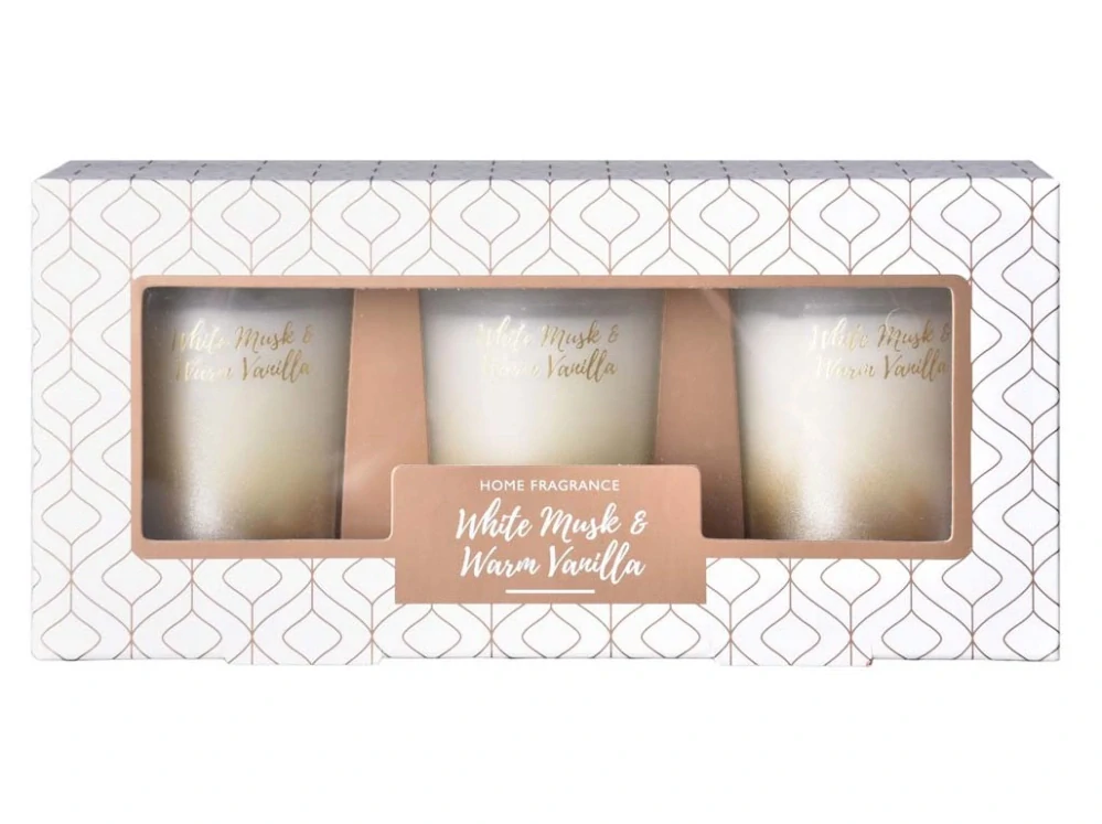 Emocio votiv 3ks vonná svíčka White Musk & Warm Vanilla