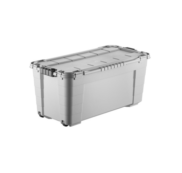 Úložný box 4UP s víkem a kolečky 80l krémovo-šedá