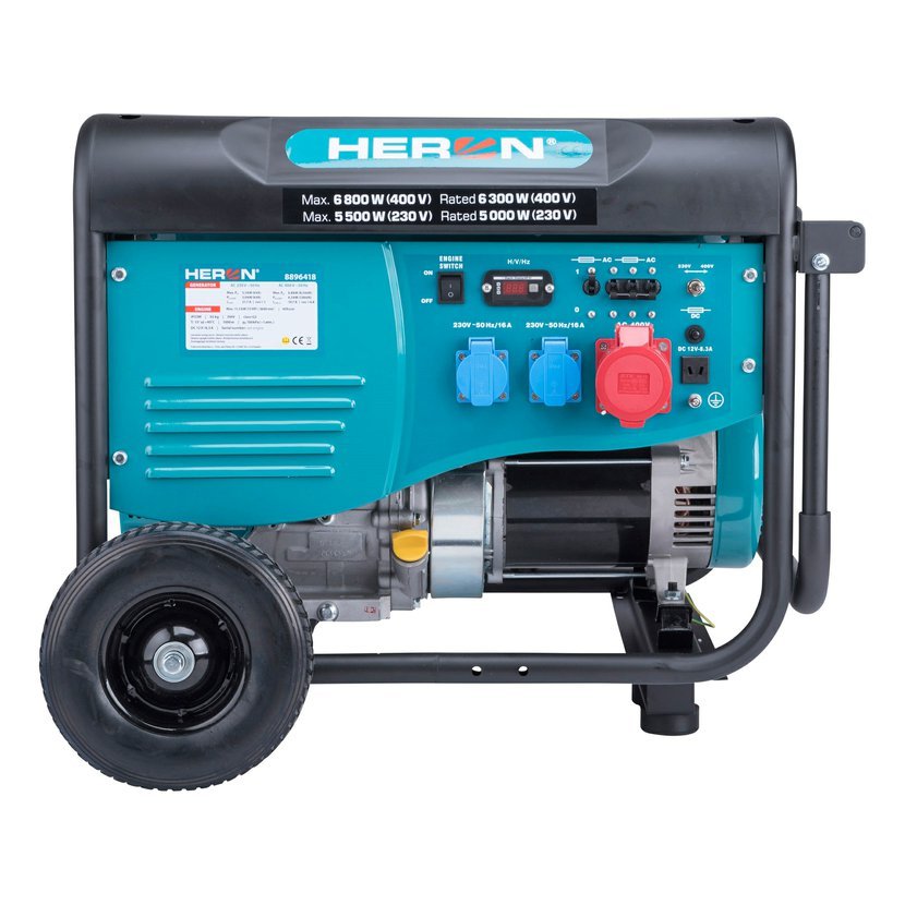 Elektrocentrála 15HP/6,8kW (400V), 5,5kW (230V) podvozek HERON 8896418 benzin