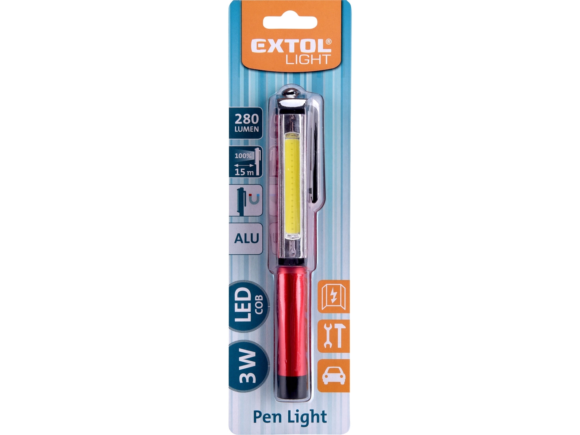 Svítilna tužka 280lm COB, 3W COB LED EXTOL LIGHT 43118