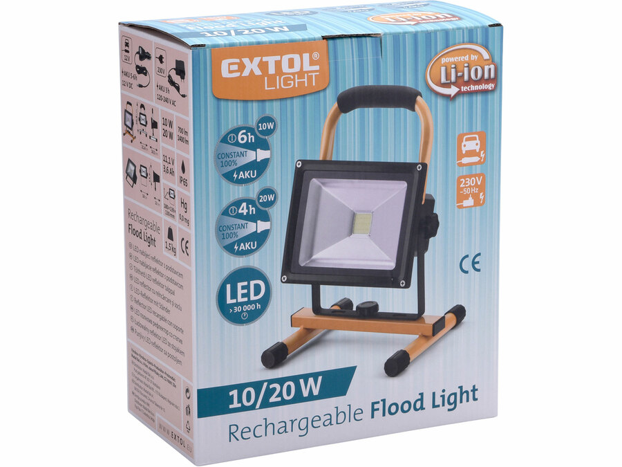 Reflektor LED, nabíjecí s podstavcem, 700/1400lm, Li-ion EXTOL LIGHT 43125