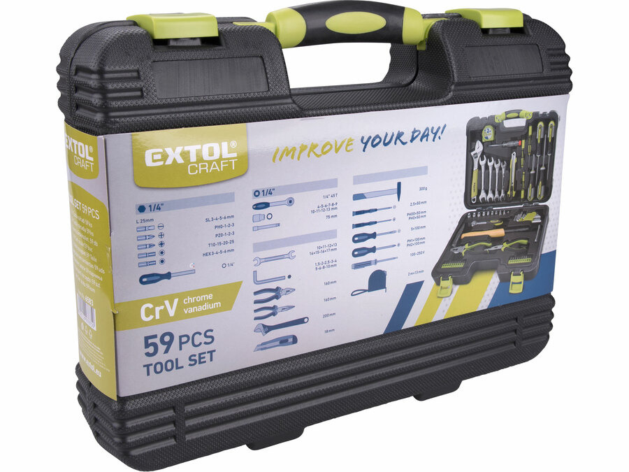 Sada nářadí 59ks, 1/4", CrV EXTOL CRAFT 6583