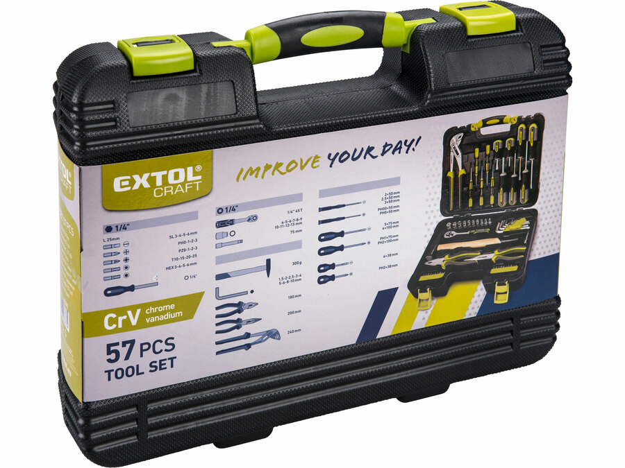 Sada nářadí 57ks, 1/4", CrV EXTOL CRAFT 6599