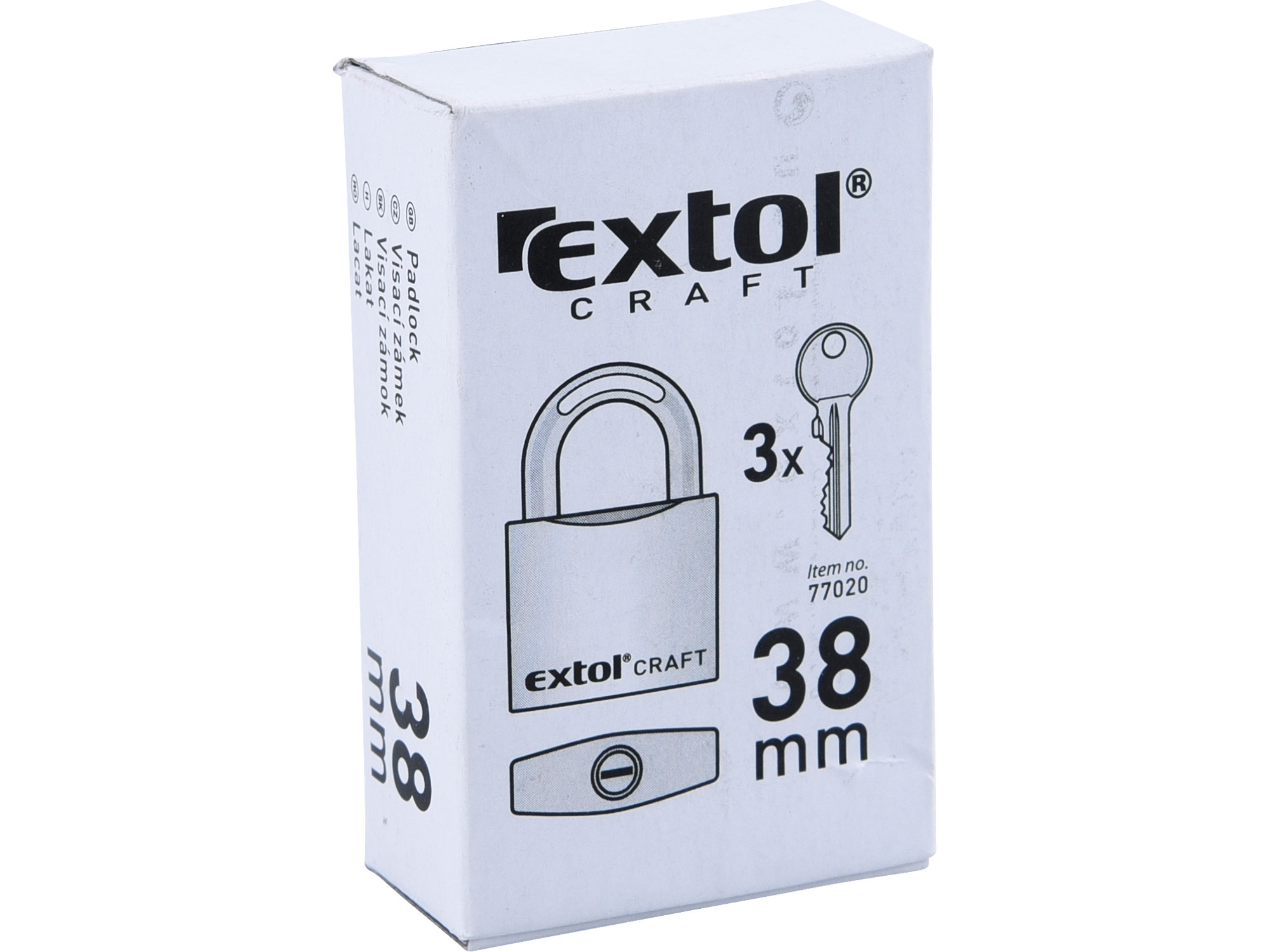 Zámek 38mm visací litinový 3klíče barevný EXTOL CRAFT 77020
