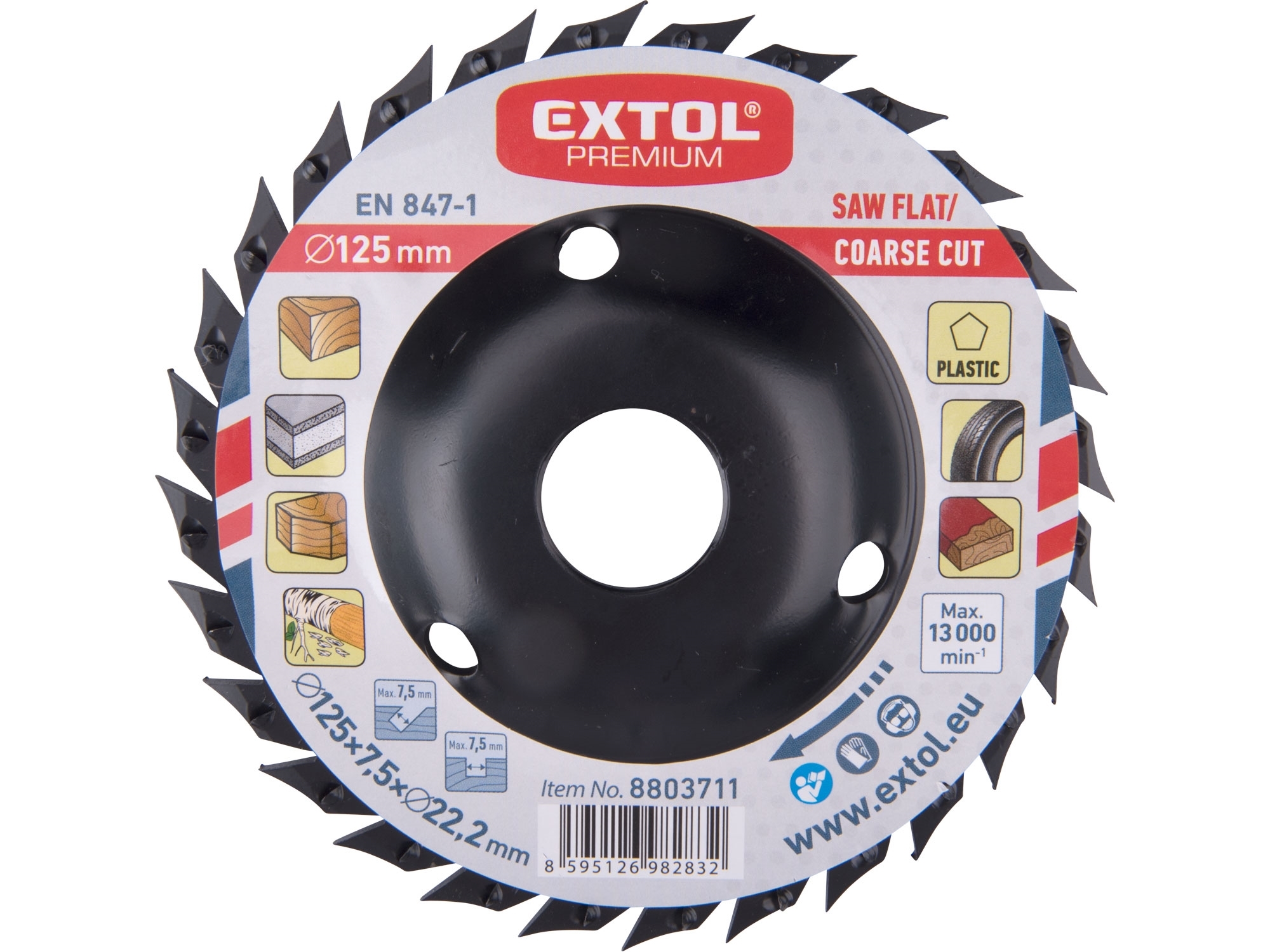Kotouč rašplový/pilový 125x3x22.2mm EXTOL PREMIUM 8803711