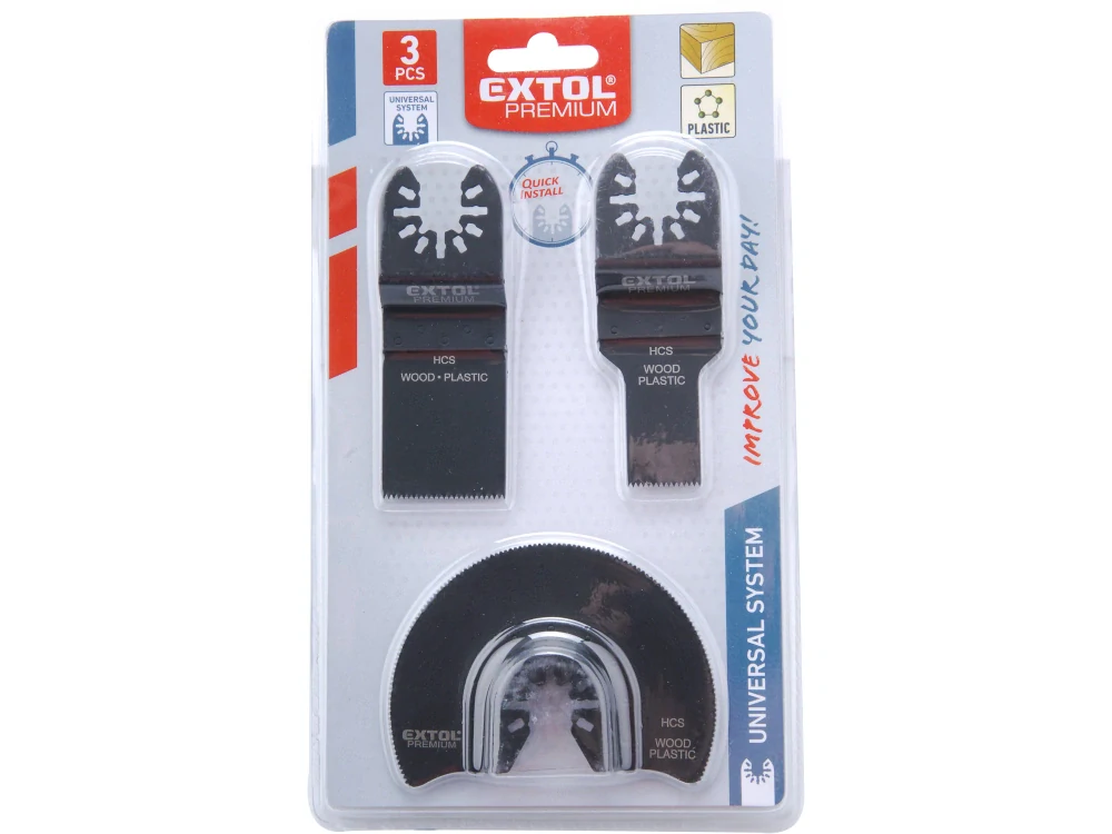Sada multifunkční 3ks dřevo/plast/sádrokarton EXTOL PREMIUM 8803823