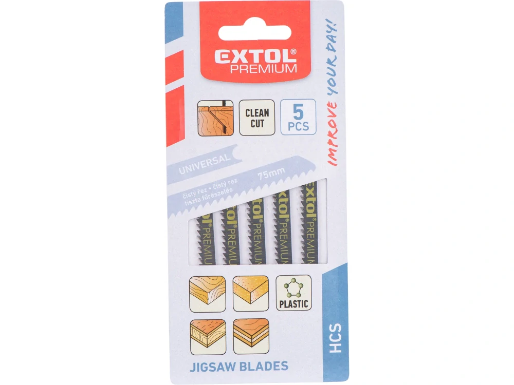 Plátky do přímočaré pily 5ks 75x2,5mm HCS EXTOL PREMIUM 8805501
