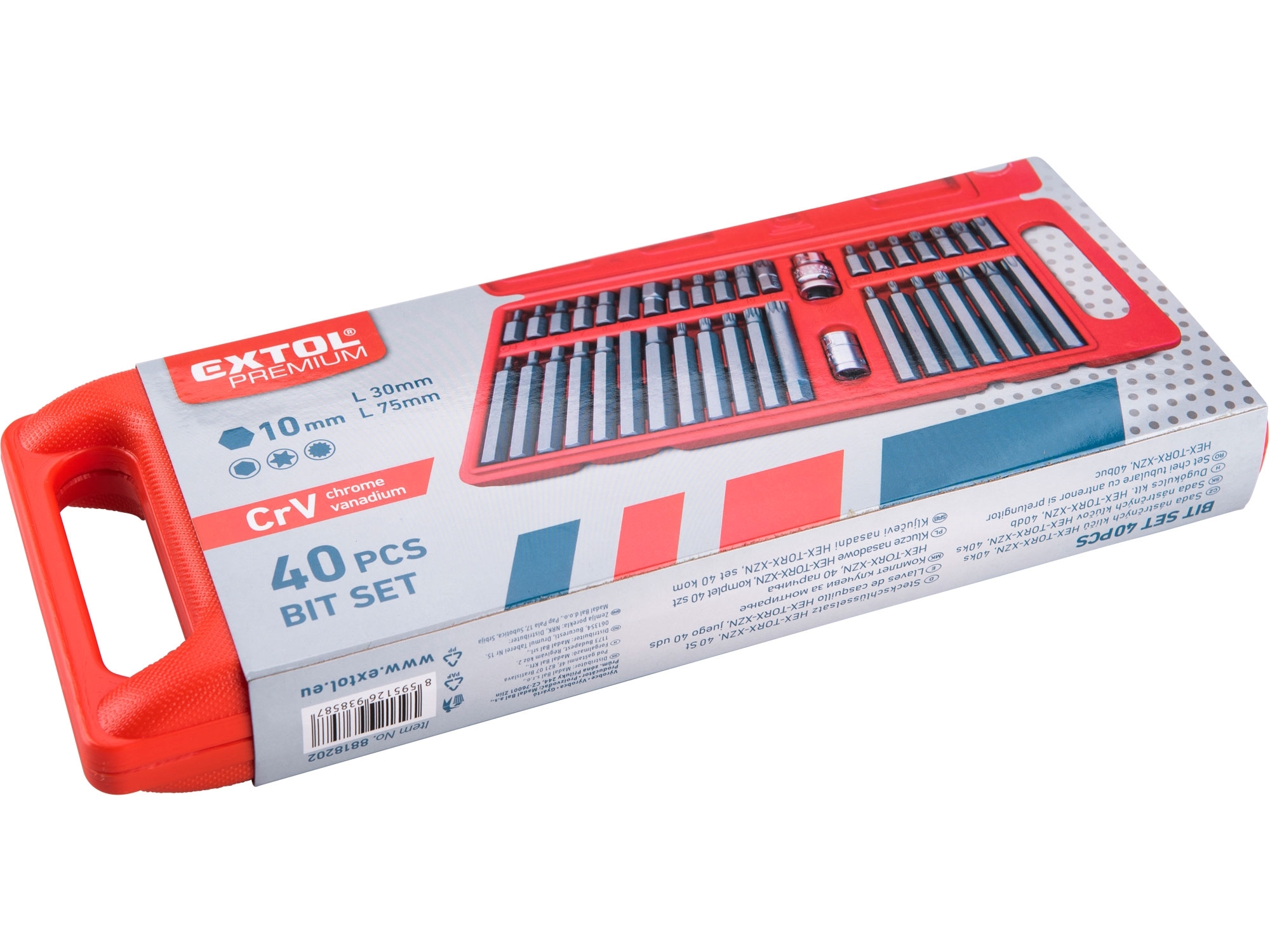 Hroty IMBUS-TORX-XZN sada PROFI 40ks pro ráčny 3/8", 1/2" CrV EXTOL PREMIUM 8818202
