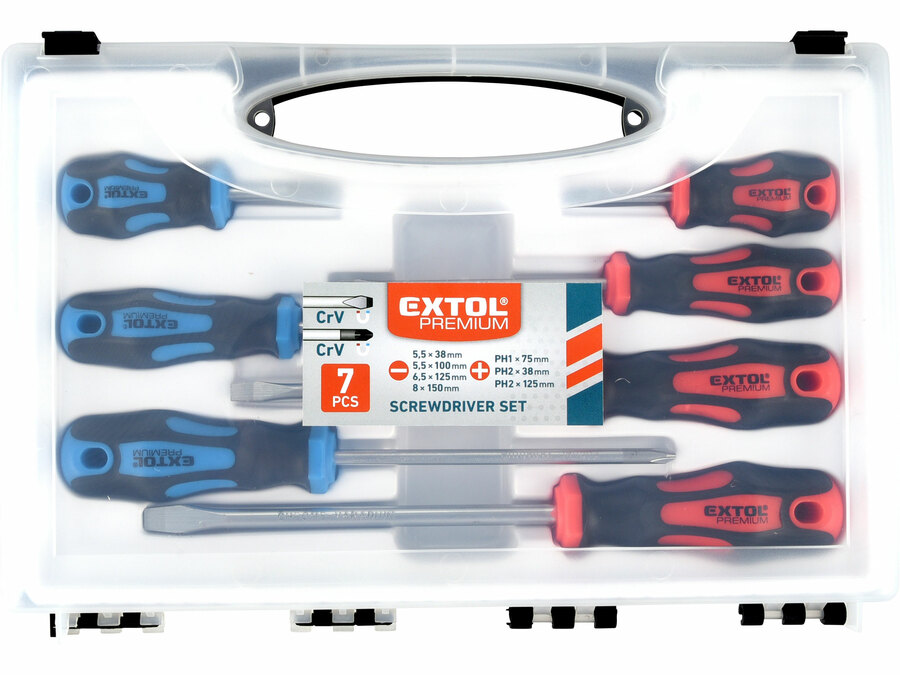 Šroubováky sada 7ks, 4x(-),3x(PH), CrV EXTOL PREMIUM 8819257