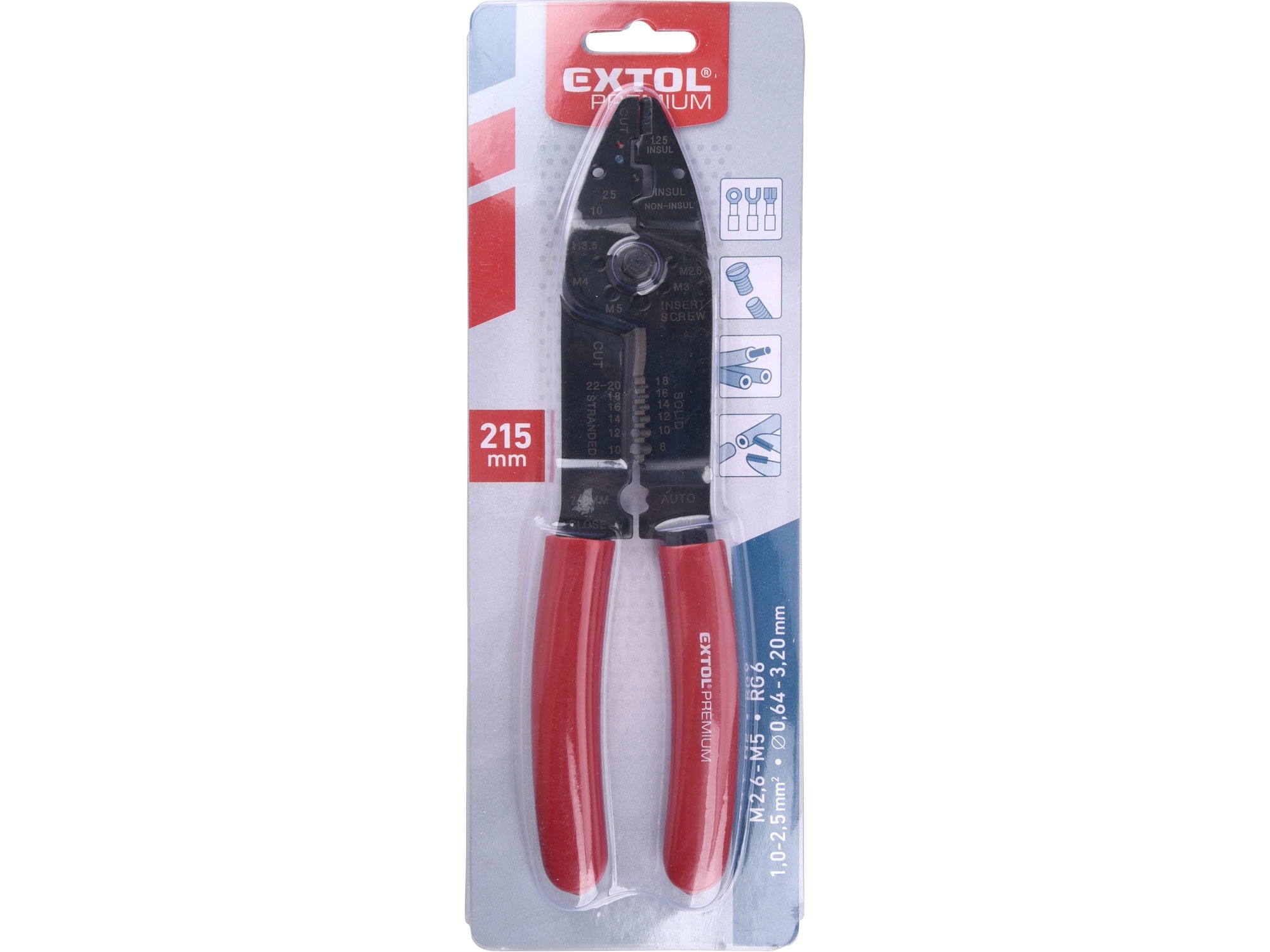 Kleště lisovací/krimpovací na konektory, 215mm EXTOL PREMIUM 8831130