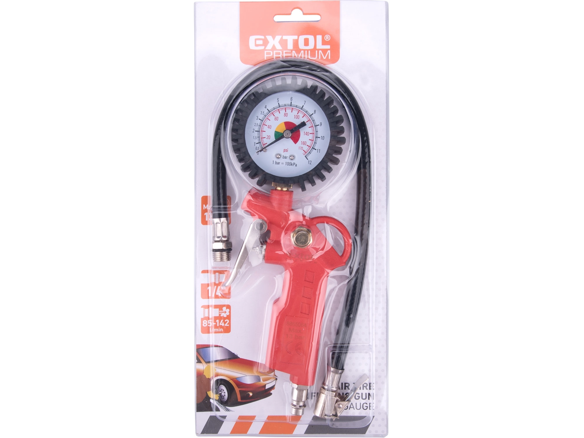 Plnič pneumatik s manometrem EXTOL PREMIUM 8865064