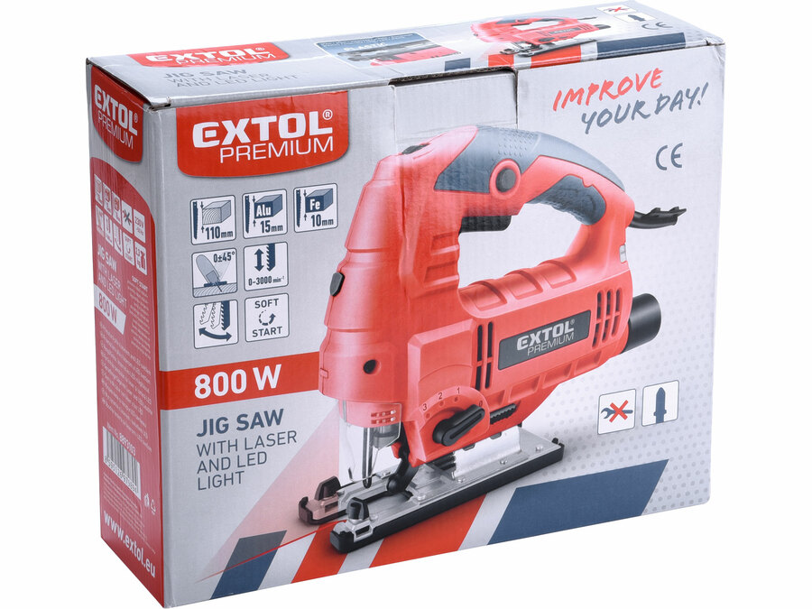 Pila přímočará s laserem a světlem 800W EXTOL PREMIUM 8893103