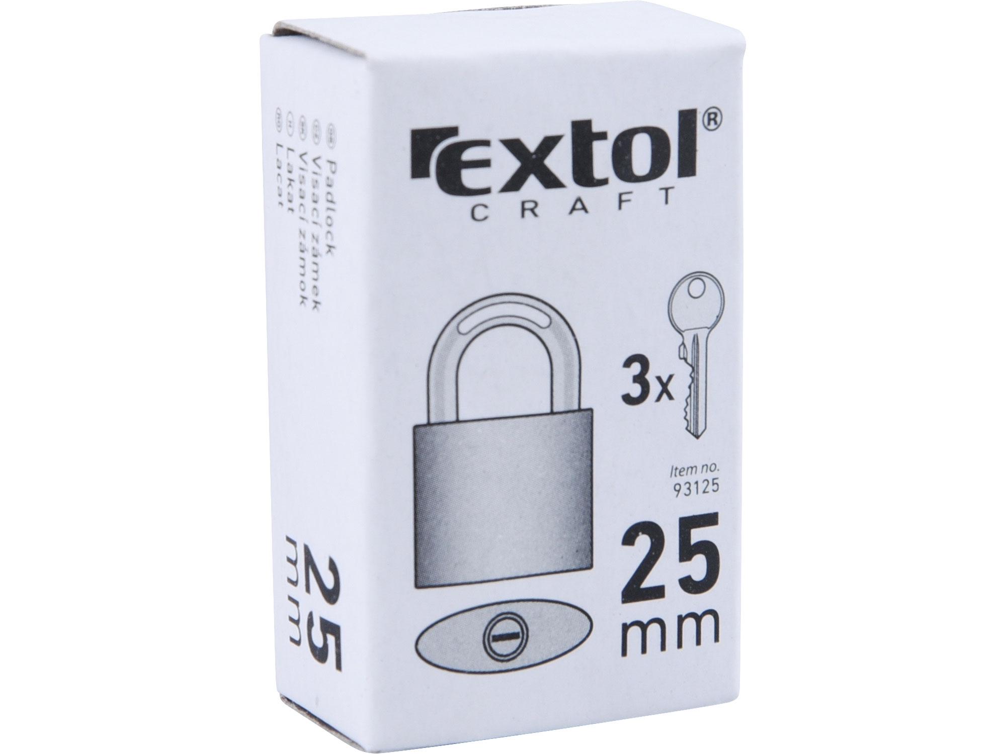 Zámek 25mm modrý litina 3 klíče visací  EXTOL CRAFT 93125