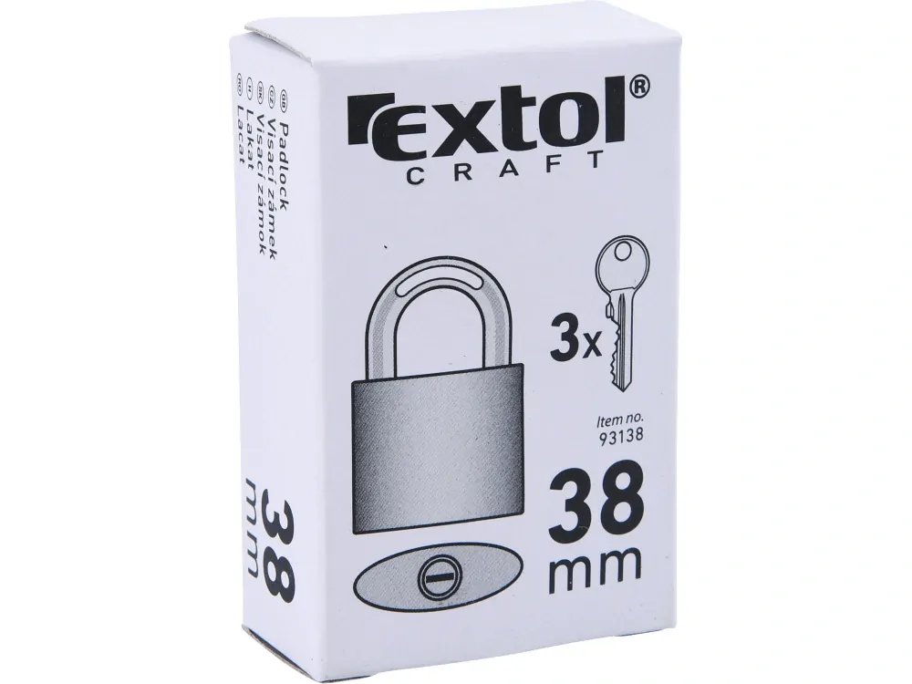 Zámek 38mm modrý litina 3 klíče visací EXTOL CRAFT 93138