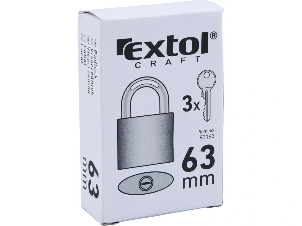 Zámek 63mm modrý litina 3 klíče visací EXTOL CRAFT 93163