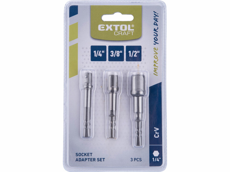 Adaptéry do vrtačky, 1/4"-3/8"-1/2"  EXTOL CRAFT 32600