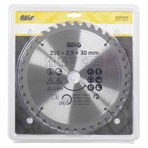 Pilový kotouč 250x2,9x30mm/40 zubů - střídavě šikmé MAGG 9325040
