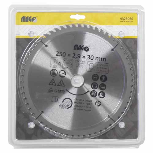 Pilový kotouč 250x2,9x30mm/60 zubů - střídavě šikmé MAGG 9325060