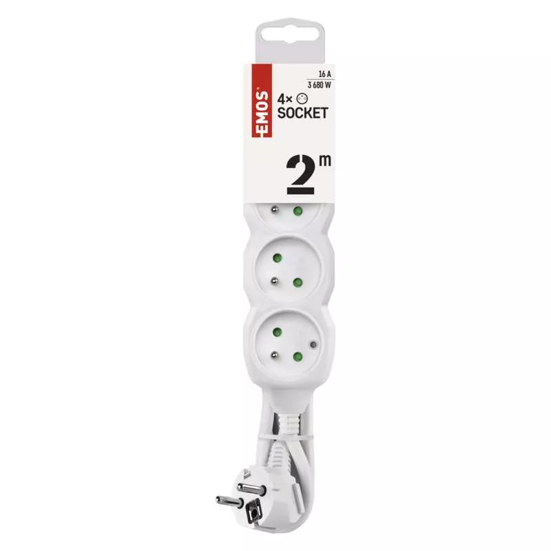 Prodlužovací kabel 2m, 4 zásuvky EMOS P0412