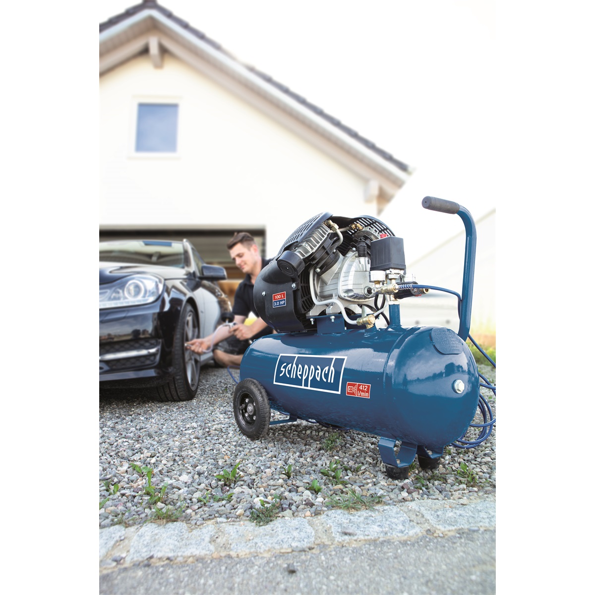 SCHEPPACH HC 120 dc olejový dvouválcový kompresor 10 bar / vzdušník 100 l