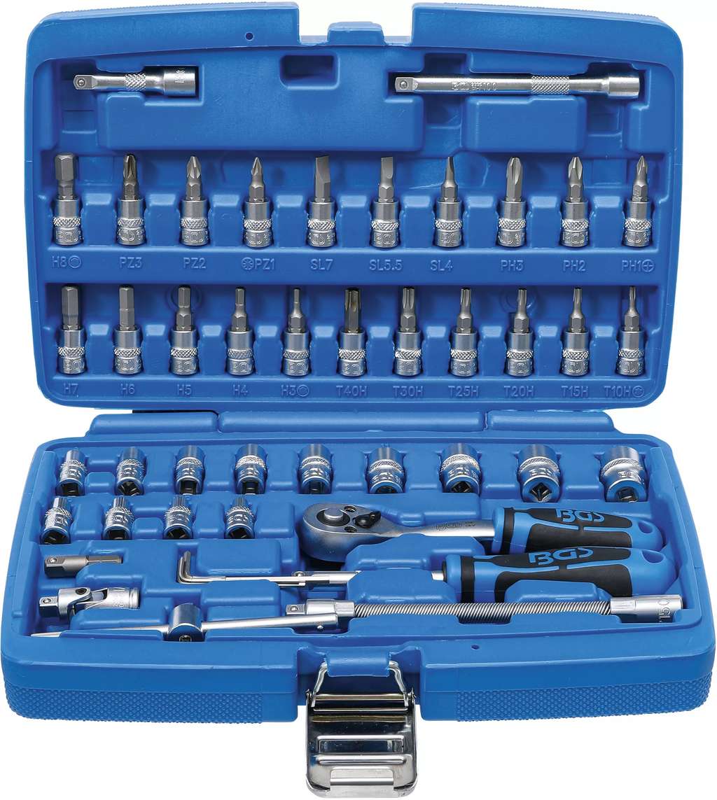 Gola sada 1/4" (4 ÷ 14 mm) Super Lock - 46 dílů v kufru BGS102146