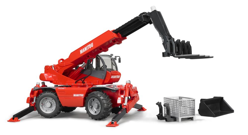 BRUDER 2129 Červený nakladač Manitou MRT 2150 s příslušenstvím