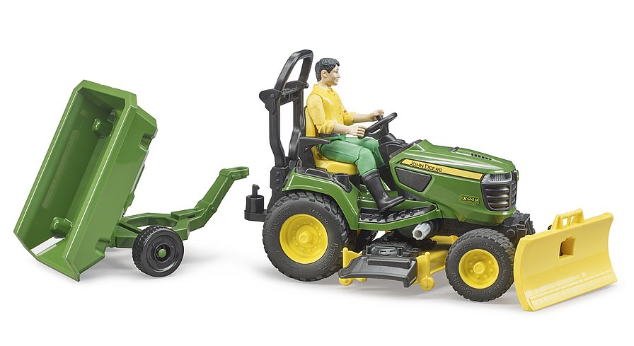 BRUDER 62104 Bworld John Deere zahradní traktor ,vozík, figurka BR 62104