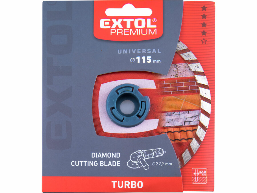 Kotouč diamantový řezný, turbo - suché i mokré řezání, O 115x22,2x2mm EXTOL PREMIUM 108751