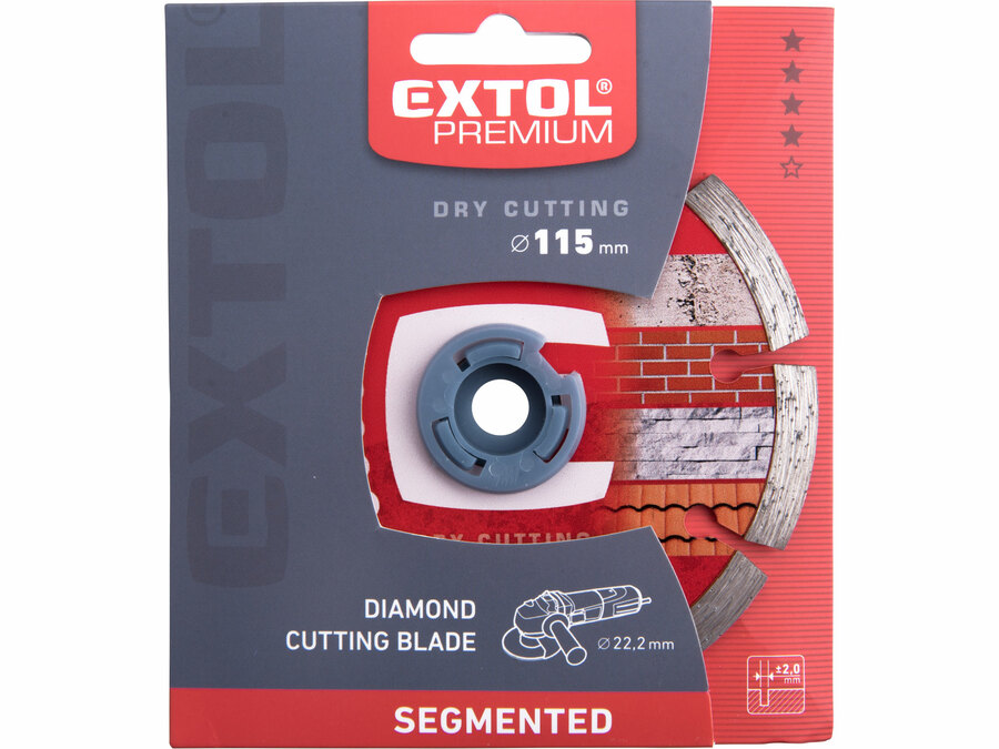 Kotouč diamantový řezný segmentový - suché řezání, O 115x22,2x2mm EXTOL PREMIUM 108711
