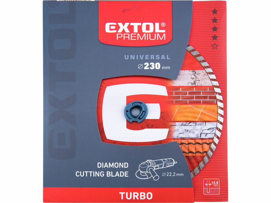 Kotouč diamantový 230x22,2x2,8 řezný, turbo suché i mokré řezání EXTOL PREMIUM 108755