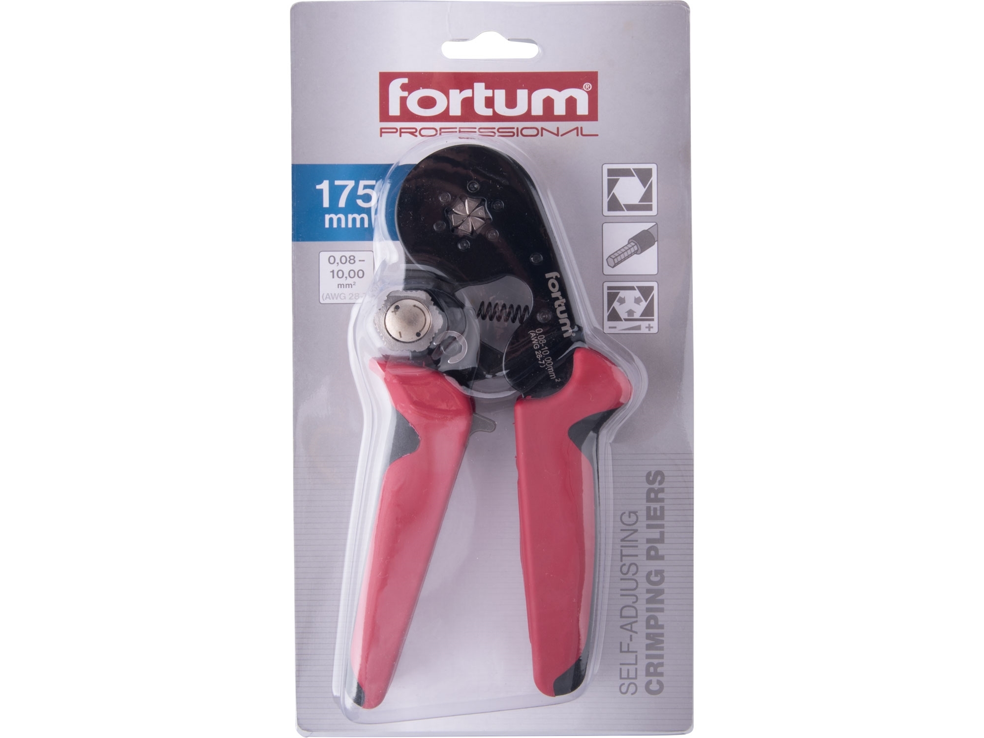 Kleště lisovací/krimpovací na dutinkové konektory šestihran 0,08-10mm2 FORTUM 4770495