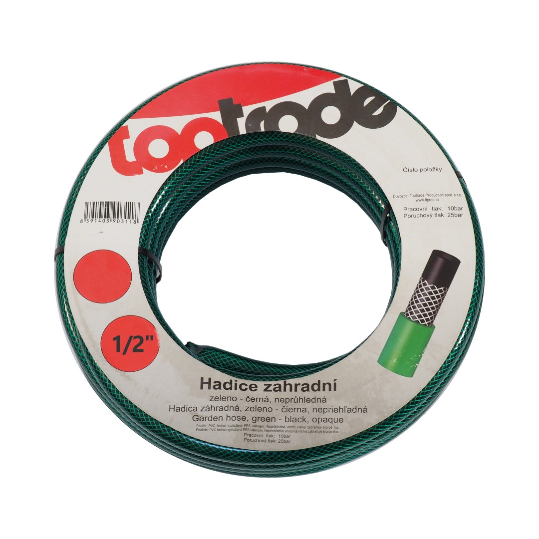 Hadice zahradní 1/2" zeleno-černá 50m neprůhledná TOPTRADE 900316