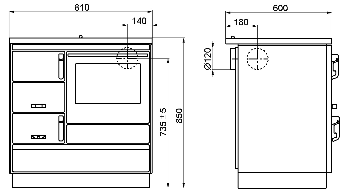 KVS Moravia VSP 9103.0582 antracit pravý, chromované doplňky, nerezový rám plotny, ocelová broušená plotna