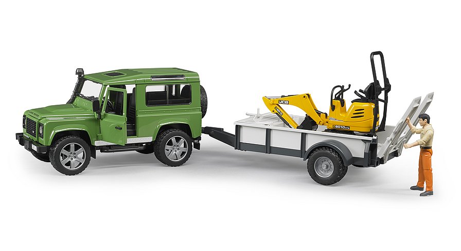 BRUDER 2593 Land Rover + přepravník mikrobagr JCB