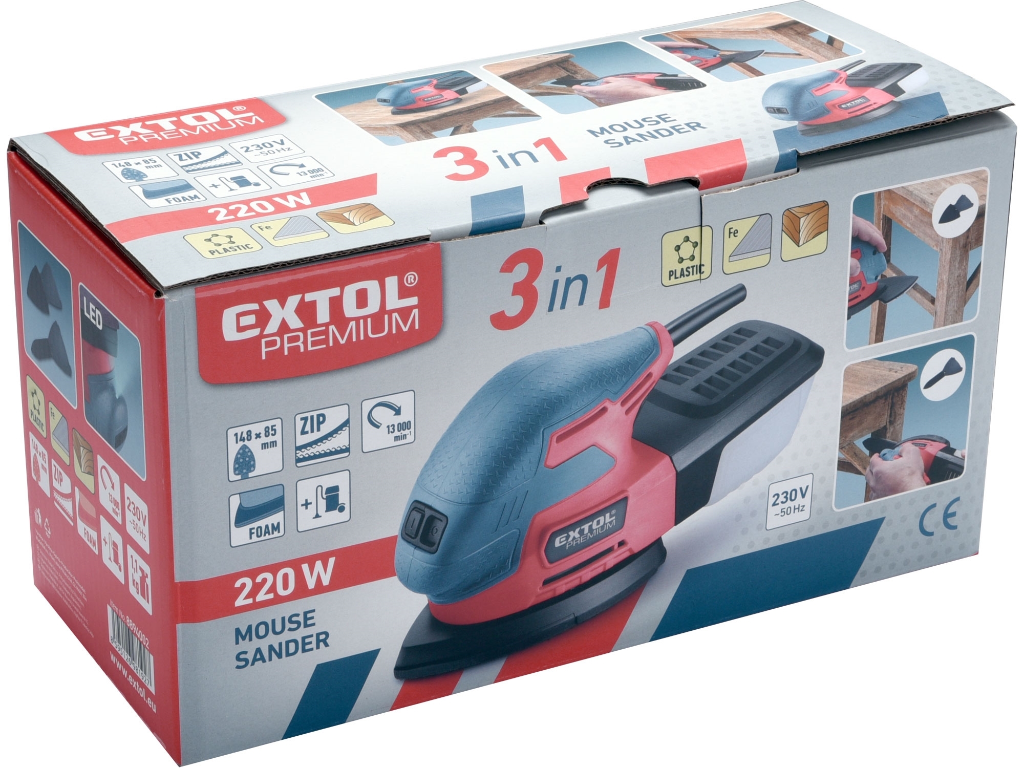 Bruska 3v1 Delta 220W EXTOL PREMIUM 8894002