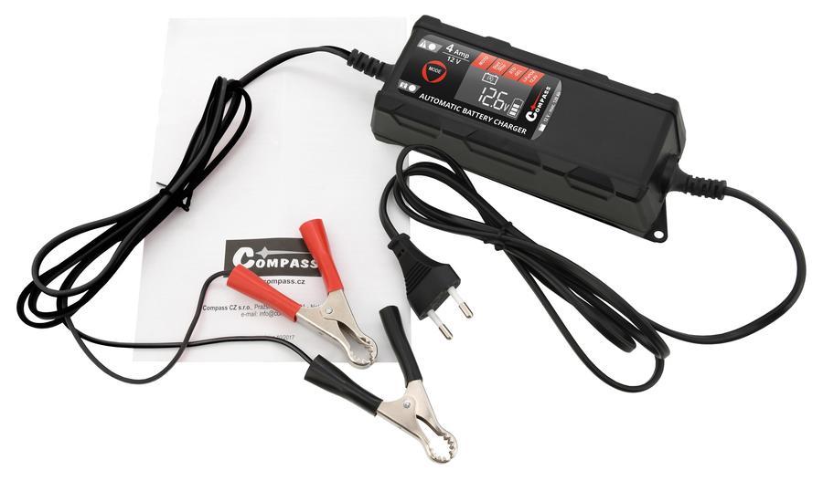 Nabíječka mikroprocesor 4Amp 12V PB/GEL/AGM/LiFePO4 LCD displej START/STOP Compass 07160