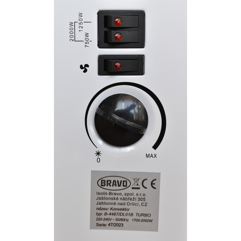 Konvektor B-4467 3 stupně nastavení 750/1250/2000 W BRAVO 10312000