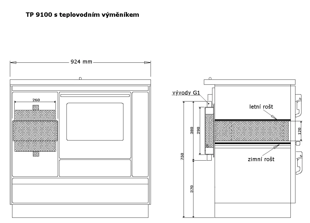 KVS Moravia VSP 9100.0682-V Sporák s výměníkem antracitový levý chrom NR, BP