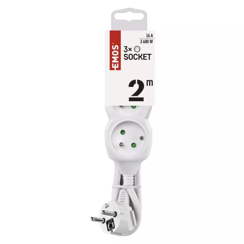 Prodlužovací kabel 2m, 3 zásuvky EMOS P0312