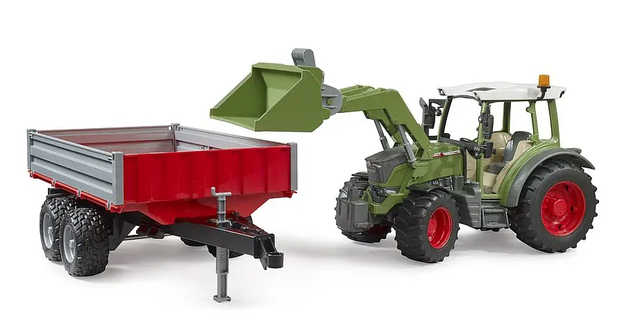 BRUDER 2182 Traktor Fendt Vario 211 s čelním nakladačem a sklápěcím přívěsem BR2182