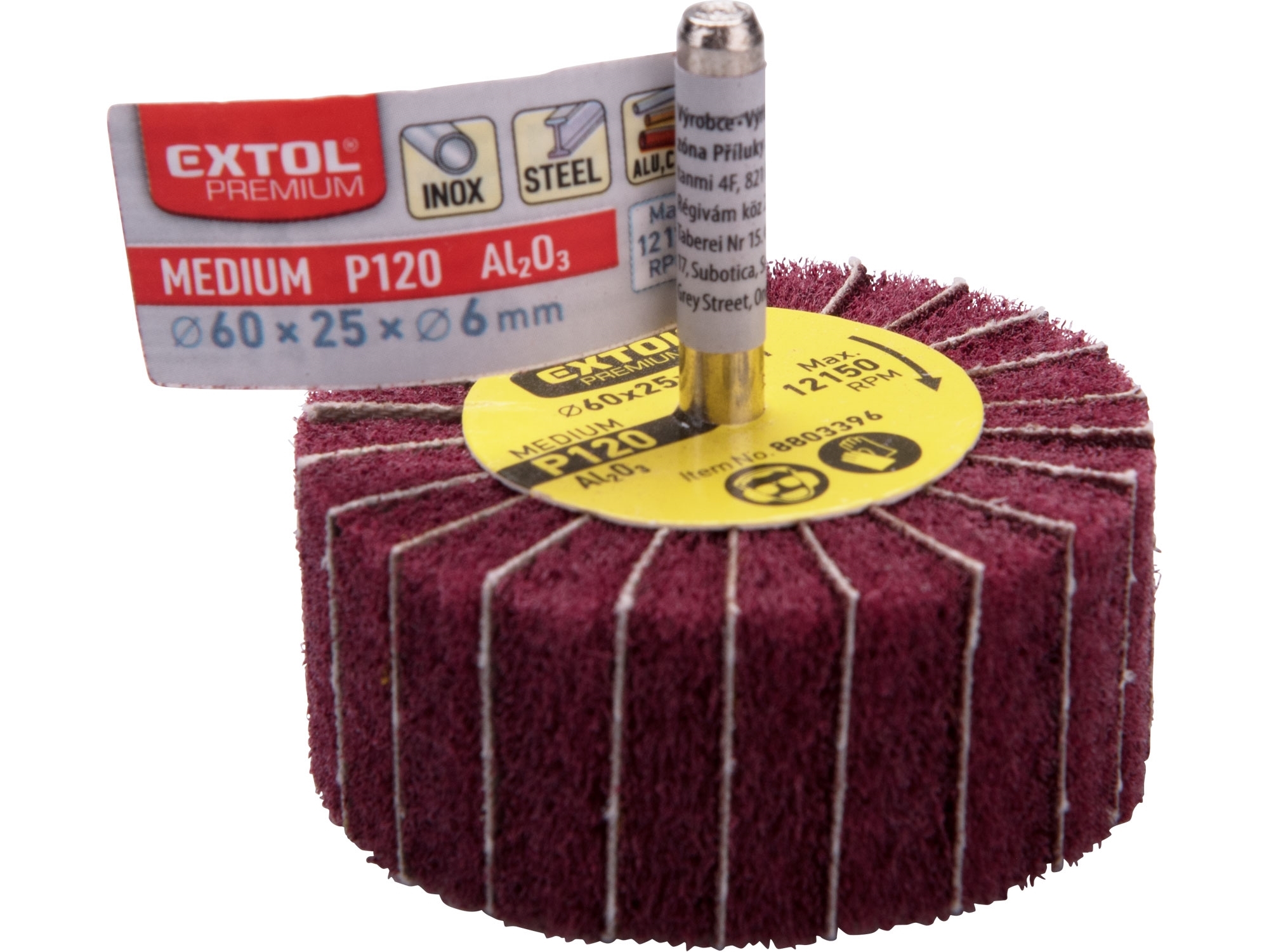 Kotouč z korundového brusného rouna kombinovaný na stopce o 60x25x6mm EXTOL PREMIUM 8803396