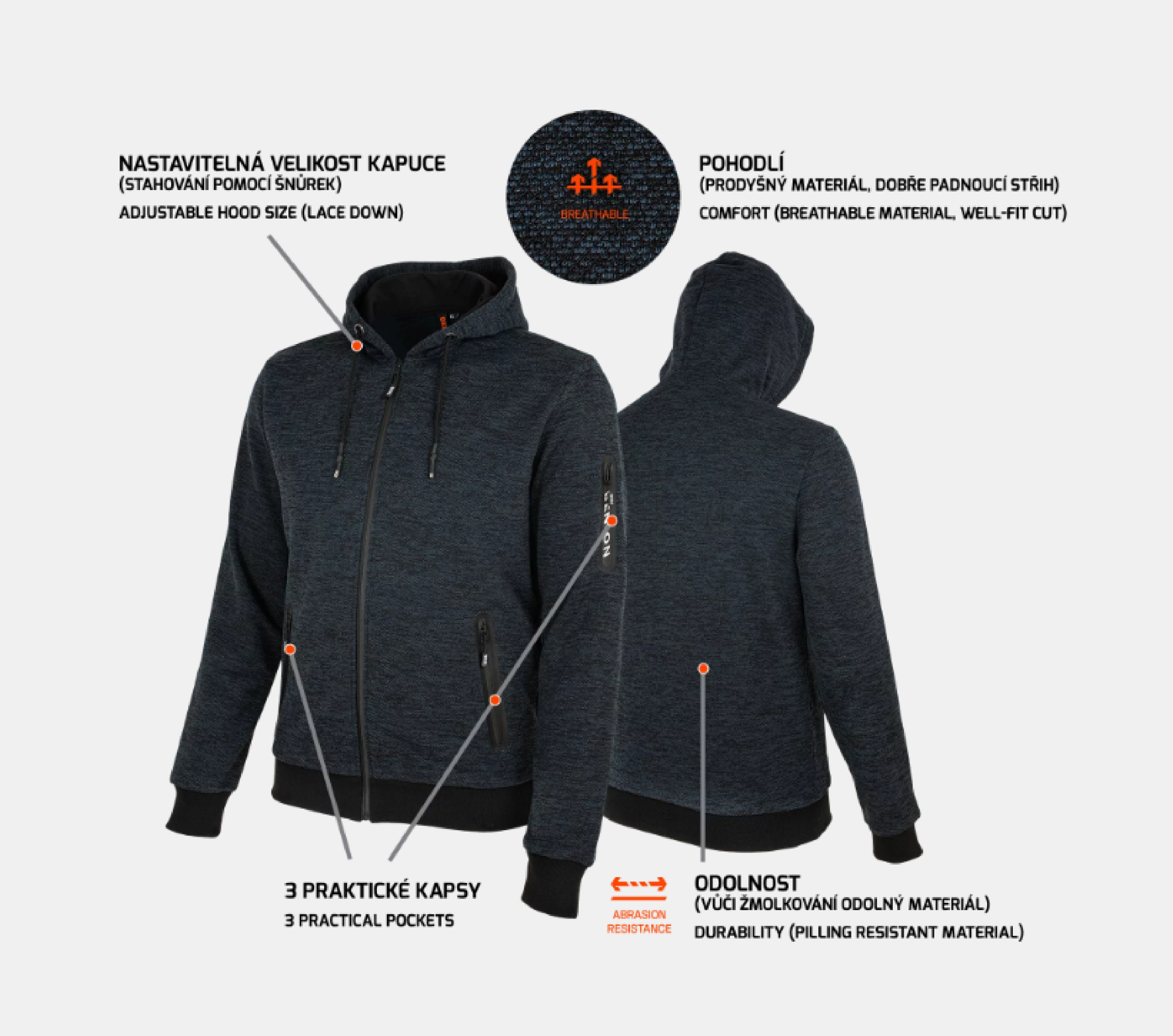 OLYMPOS mikina blue/grey XL Bennon 0716170092