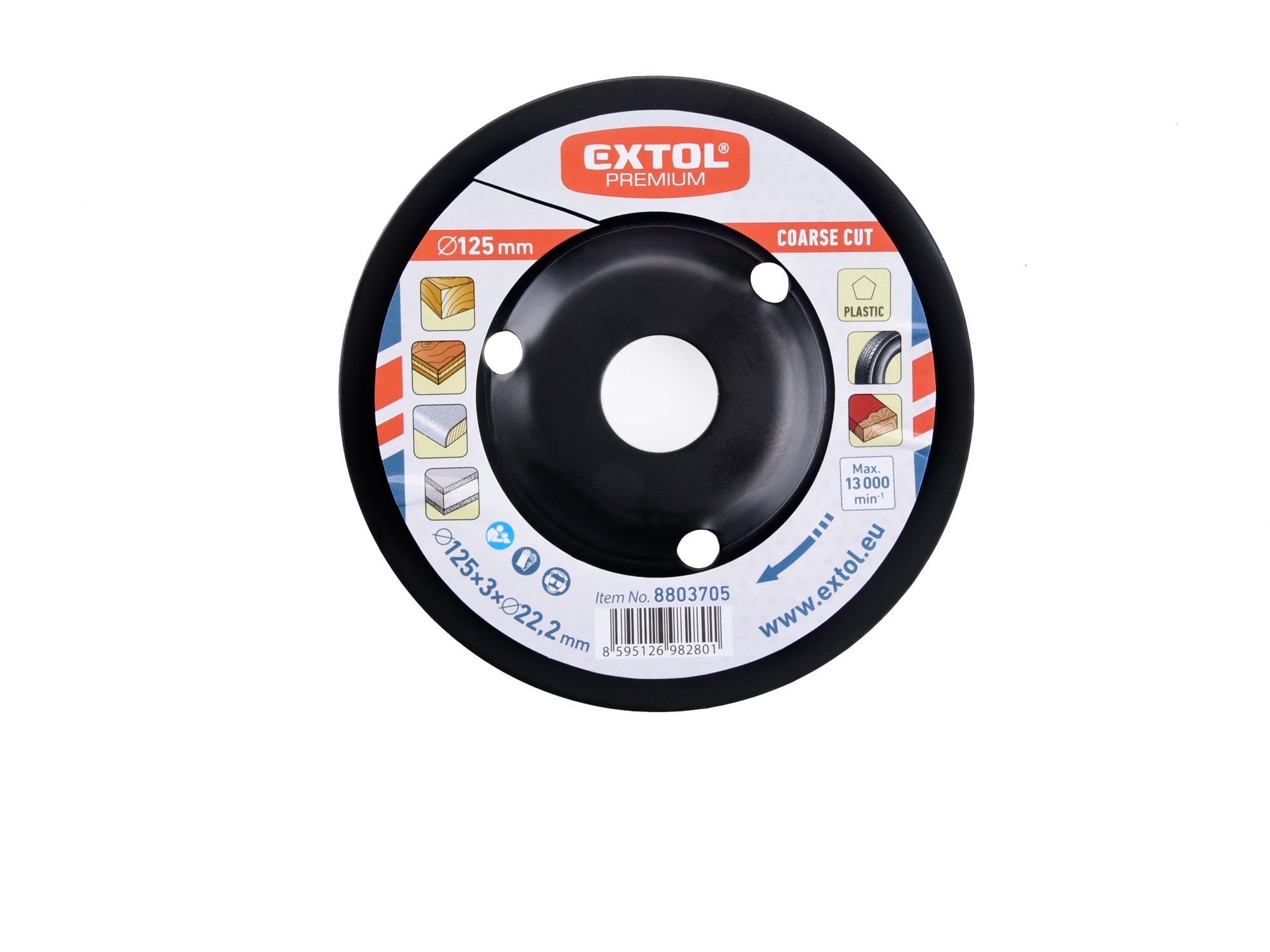 Kotouč rašplový na dřevo 125x3x22.2mm hrubý sek EXTOL PREMIUM 8803705