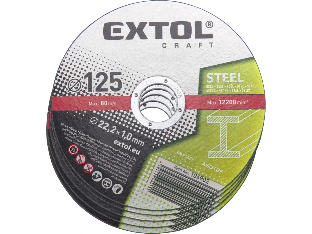 EXTOL CRAFT Kotouče řezné na kov 5ks 125x1,0x22,2mm 106902