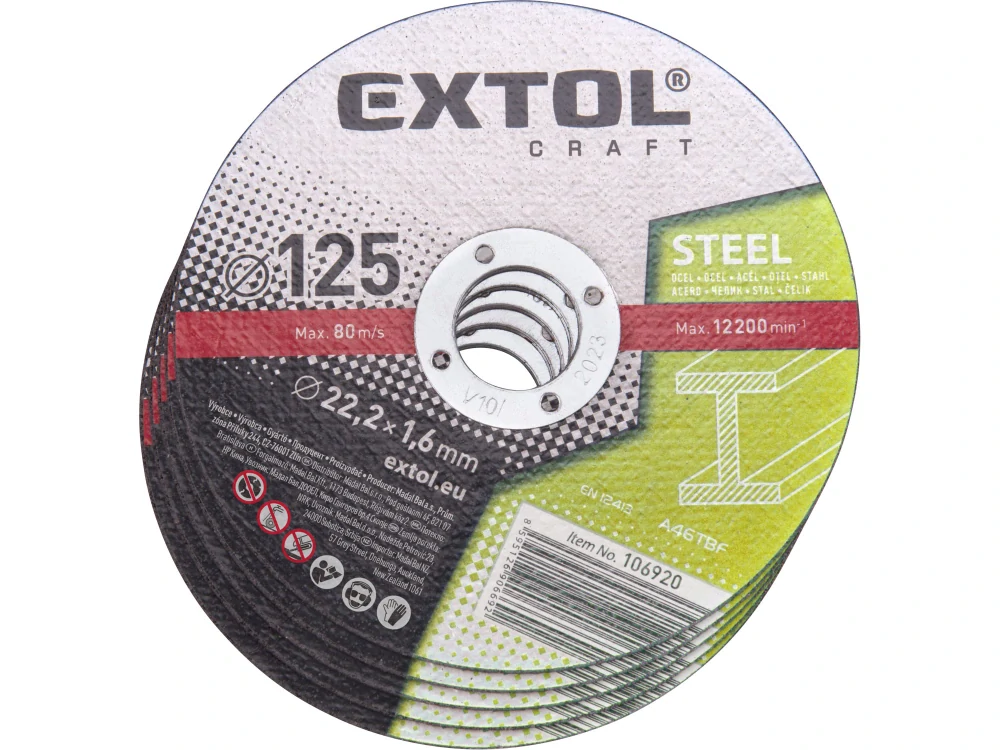 EXTOL CRAFT Kotouče řezné na kov 5ks 125x1,6x22,2mm 106920